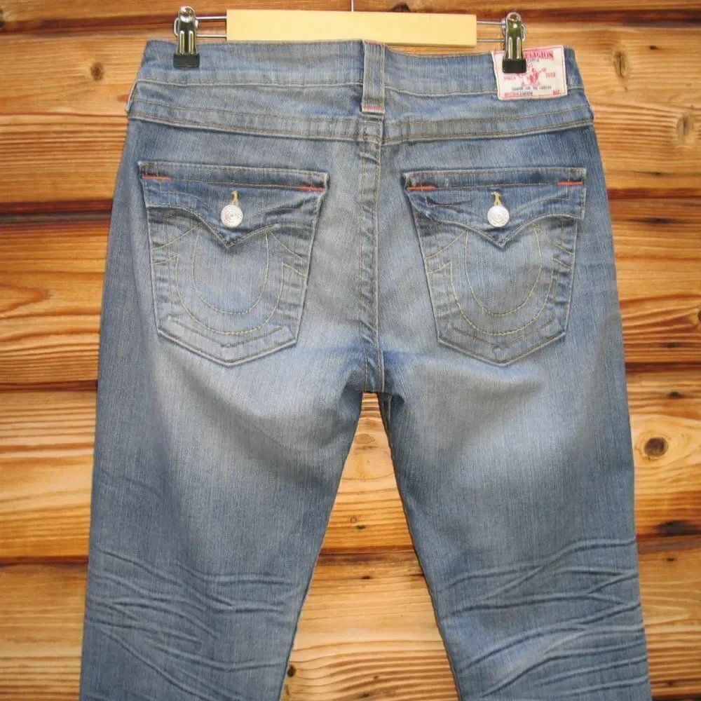 True Religion Blue Women's Cameron Flap Boyfriend Jeans